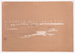 Piirros, Suomaisema Millinocketin lähellä, 20. syyskuuta 1878. tekijältä Frederic Edwin Church