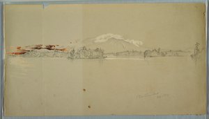 Piirros, Millinocket Lake, näkymä Katahdin-vuorelle, syyskuu 1878. tekijältä Frederic Edwin Church