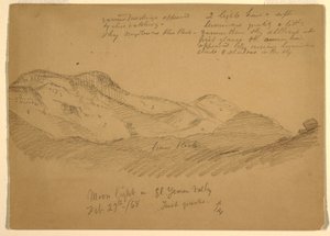 Piirros, Kuunvalo El Yumenin laaksossa, Arabia, 29. helmikuuta 1868. tekijältä Frederic Edwin Church