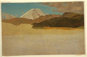 Piirros, Chimborazo-vuori ja Guaranda, Ecuador, touko- tai kesäkuu 1857. tekijältä Frederic Edwin Church