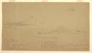 Piirros, Chimborazo-vuori auringonlaskun aikaan, 1857 tekijältä Frederic Edwin Church