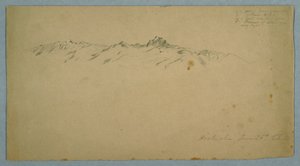 Piirros, Pichincha-vuori Chillosta, Ecuador, 26. kesäkuuta 1857. tekijältä Frederic Edwin Church