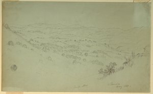 Piirros, vuoristomaisema, Jamaika, 1865 tekijältä Frederic Edwin Church