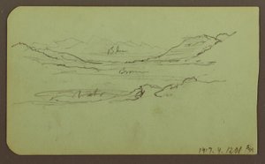 Piirros, vuoristomaisema; Kääntöpuoli: Maisema, 1883 tekijältä Frederic Edwin Church