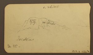 Piirros, vuoristomaisemia; Kääntöpuoli: Vuoren kylki, Tocatecas, 22. joulukuuta 1884. tekijältä Frederic Edwin Church