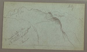 Piirros, Mountain Peaks, heinäkuu mahdollisesti 1868 tekijältä Frederic Edwin Church