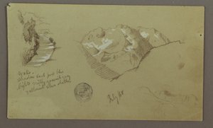 Piirros, Vuorenhuiput, joki, heinäkuu 1868 tekijältä Frederic Edwin Church