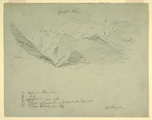 Piirros, Vuorenhuiput lähellä Berchtesgadenia, Baijeri, kesä-heinäkuu 1868. tekijältä Frederic Edwin Church