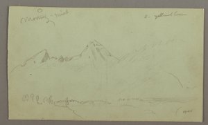 Piirros, Vuorenhuiput, mahdollisesti 1868 tekijältä Frederic Edwin Church