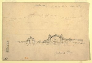 Piirros, Vuoristo ja Mohanda, Quito () pohjoispuolella, 24. kesäkuuta 1857. tekijältä Frederic Edwin Church