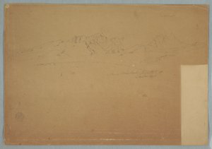 Piirros, Vuoristoalueet ja jylhät huiput, lähellä Machachia, Ecuador, 19. kesäkuuta 1857. tekijältä Frederic Edwin Church