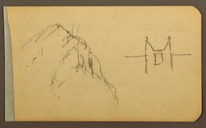 Piirustus, Mountain Side, tornitalo; Kääntöpuoli: Mountain Side, 1889. tekijältä Frederic Edwin Church