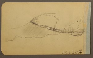 Piirustus, Mountain Side, tornitalo; Kääntöpuoli: Mountain Side, 1889. tekijältä Frederic Edwin Church