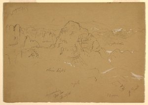 Piirros, vuori, Wady el-Arabah, 23. helmikuuta 1868. tekijältä Frederic Edwin Church
