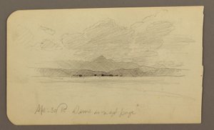 Piirros, Vuoristomaisema, Toluca; Kääntöpuoli: Vuori, Toluca, 20. huhtikuuta 1885. tekijältä Frederic Edwin Church