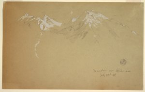 Piirros, "Vuori Hinterseen yllä", lähellä Berchtesgadenia, Baijeri, 27. heinäkuuta 1868. tekijältä Frederic Edwin Church