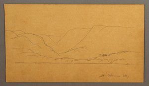 Piirros, Vuoristoinen lahti, mahdollisesti 1859 tekijältä Frederic Edwin Church