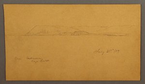 Piirros, Vuoristoinen rannikko, 21. heinäkuuta 1859. tekijältä Frederic Edwin Church