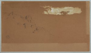 Piirros, Vuoret lähellä Mochoa, Ecuador, luultavasti Chimoborazo-vuori pilvien kehystämänä, 16. kesäkuuta 1857. tekijältä Frederic Edwin Church
