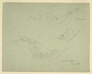 Piirros, vuoret lähellä Abtenauta, Salzkammergut, 5. elokuuta 1868. tekijältä Frederic Edwin Church