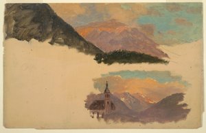 Piirros, Vuoret lähellä Berchtesgadenia, Baijeri, kesäkuu 1868. tekijältä Frederic Edwin Church