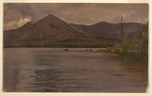 Piirros, Katahdin-vuori Katahdinjärveltä, 1877. tekijältä Frederic Edwin Church