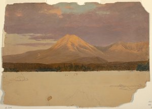 Piirros, Katahdin-vuori Katahdinjärveltä, 1878. tekijältä Frederic Edwin Church