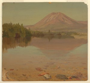 Piirros, Katahdin-vuori Katahdinjärveltä, mahdollisesti 1870. tekijältä Frederic Edwin Church