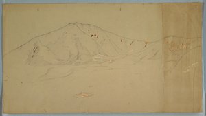 Piirros, Katahdin-vuori kaakosta; Kääntöpuoli: Katadhin-vuori, 1876-78. tekijältä Frederic Edwin Church