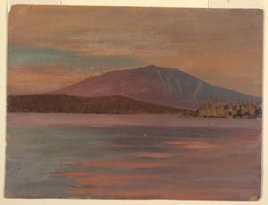 Piirros, Katahdin-vuori Togue Pondista, 1877. tekijältä Frederic Edwin Church