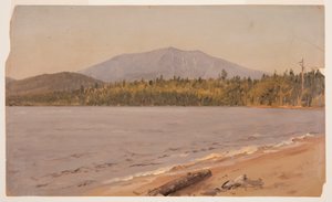 Piirros, Katahdin-vuori Togue Pondista, mahdollisesti 1878. tekijältä Frederic Edwin Church