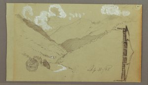 Piirustus, Kapea laakso, rakennus, 11. syyskuuta 1803. tekijältä Frederic Edwin Church