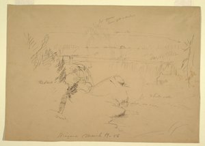 Piirros, Niagaran putoukset, näkymä Goat Islandilta, 19. maaliskuuta 1856. tekijältä Frederic Edwin Church