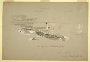 Piirros, Niagaran putoukset Terrapin Pointista, 20. maaliskuuta 1856. tekijältä Frederic Edwin Church
