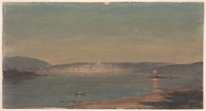 Piirros, Yönäkymä merisatamasta, luultavasti 1868-69. tekijältä Frederic Edwin Church
