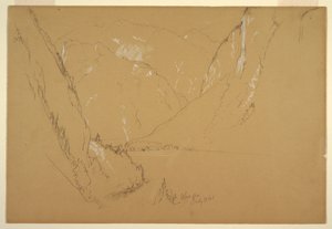 Piirros, "Obersee", lähellä Berchtesgardenia, Baijeri, 17. heinäkuuta 1868. tekijältä Frederic Edwin Church