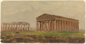Piirros, Paestum, Neptunuksen temppeli, 1868 tekijältä Frederic Edwin Church