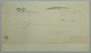 Piirros, osa Fogon saarta, intiaanien katse, 2. heinäkuuta 1859. tekijältä Frederic Edwin Church