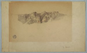 Piirros, osa repeytynyttä vuorijonoa, luultavasti Ecuador tai Kolumbia, 1853 tai 1857. tekijältä Frederic Edwin Church