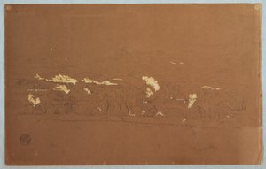 Piirros, osittainen näkymä Guarandasta, Ecuador, 3. kesäkuuta 1857. tekijältä Frederic Edwin Church
