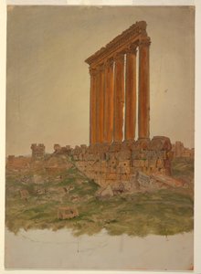 Piirros, Zeuksen temppelin rauniot, Baalbek, toukokuu 1868. tekijältä Frederic Edwin Church