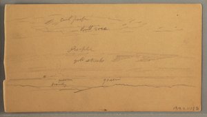 Piirros, Terävät vuorenhuiput, pilvinen taivas, kesäkuu 1874 tekijältä Frederic Edwin Church
