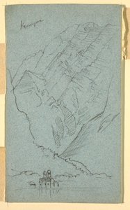 Piirros, Königsjärven ranta, B, heinäkuu 1868. tekijältä Frederic Edwin Church