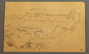 Piirros, luonnoksia, El Jemenin laakso, "Arabia", mahdollisesti 1868, 20. helmikuuta 1868. tekijältä Frederic Edwin Church