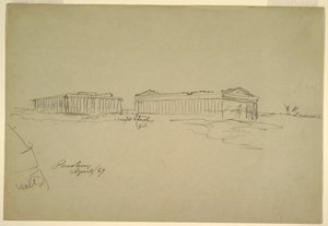 Piirros, luonnoksia, Paestum, Etelä-Italia, huhtikuu 1869. tekijältä Frederic Edwin Church