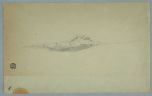 Piirros, Tulivuoren luminen huippu, 1850-60 tekijältä Frederic Edwin Church