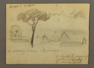 Piirros, Pietarinkirkko ja Vatikaani (pohjoisesta katsottuna), Rooma, Italia, tammikuu 1869. tekijältä Frederic Edwin Church
