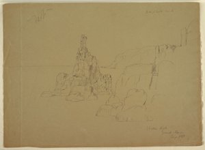 Piirustus, "Statue Rock", syyskuu 1851 tekijältä Frederic Edwin Church