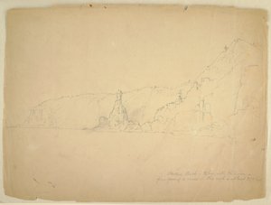 Piirustus, "Statue Rock", syyskuu 1851 tekijältä Frederic Edwin Church