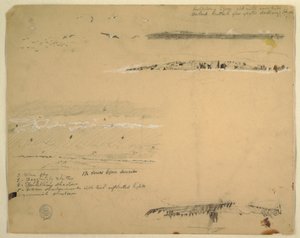 Piirros, Lokkien, kalliorannikon ja pilvisen taivaan tutkimuksia, Great Manan, Kanada, syyskuu 1851. tekijältä Frederic Edwin Church